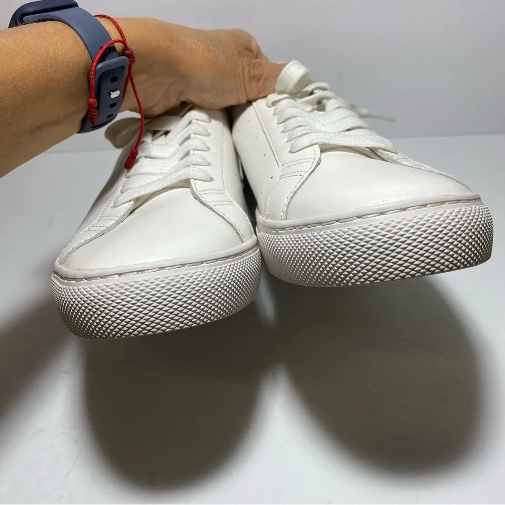 J.Crew Saturday Withe Leather Snake-Print Detail Sneakers Women’s Size 10